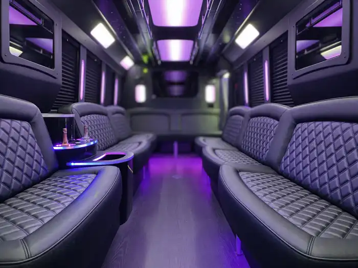 25 passenger party bus rental interior