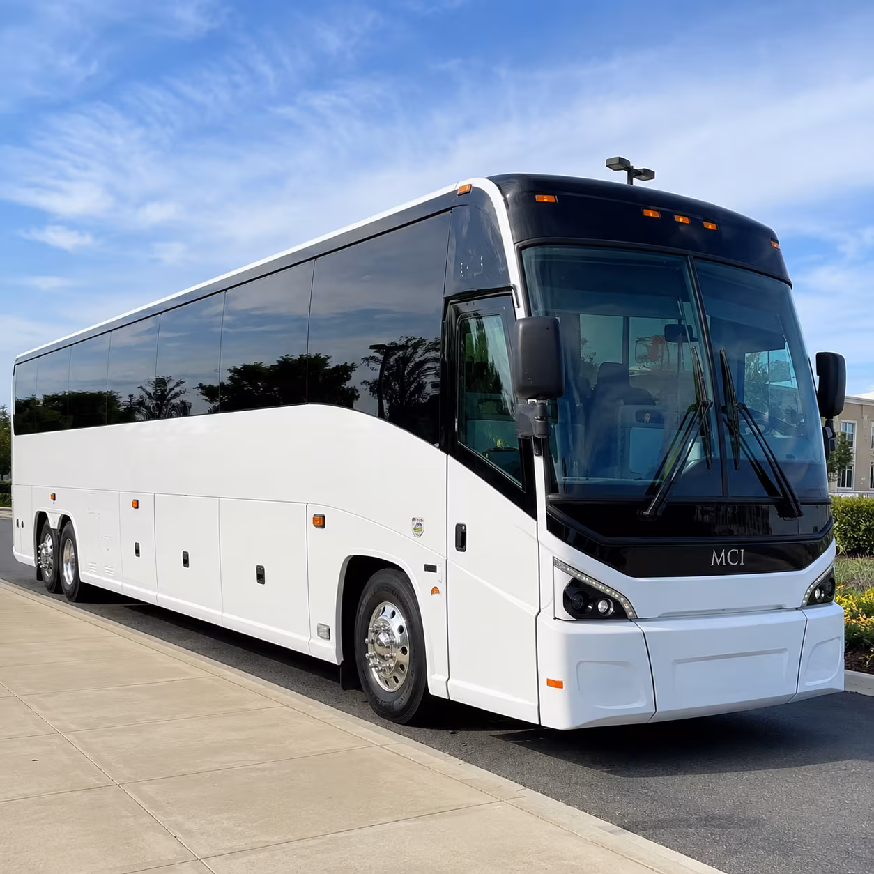 employee shuttle buses for aerospace and defense companies at plant 42