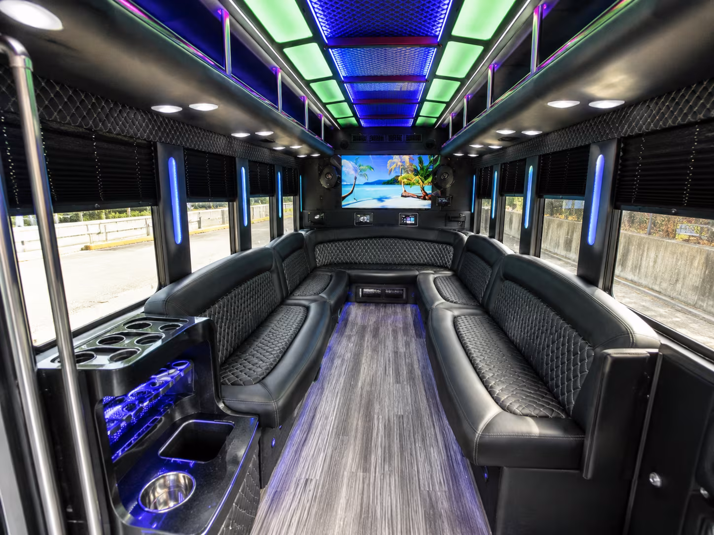 palmdale 18 passenger party bus inside